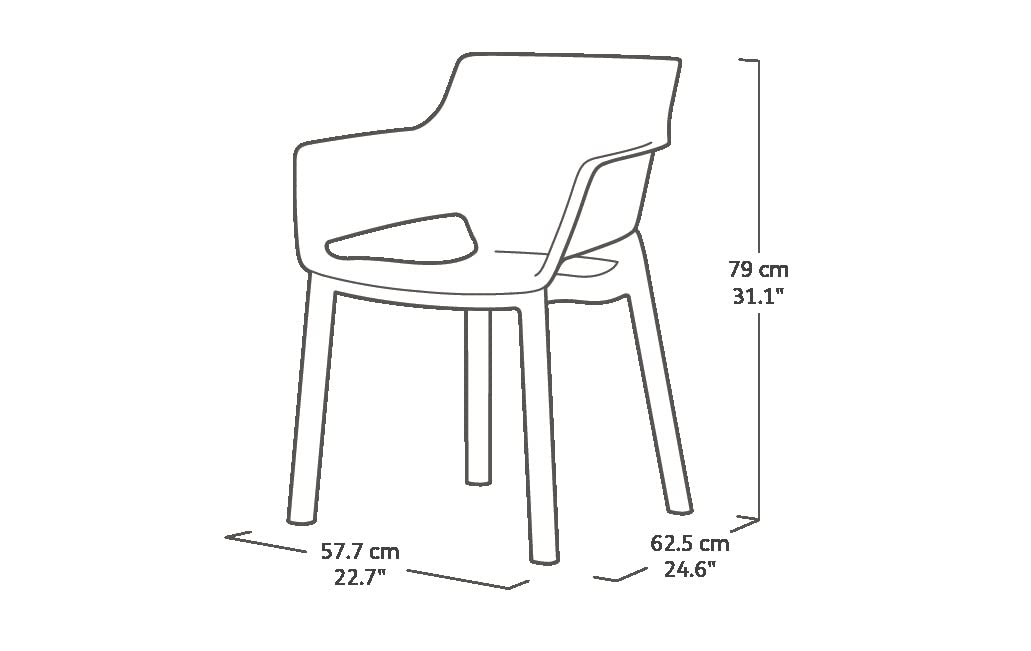 Keter Sedia da Esterno Elisa Set da 6 Pezzi Colore Bianco