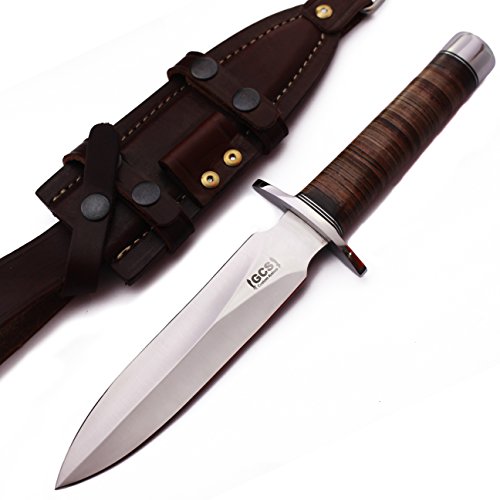 GCS Custom Handmade British Commando Dagger D2 Tool Steel Hunting Survival Tactical Buffalo Hide Sheath GCS8 (7 X Commando Dagger)