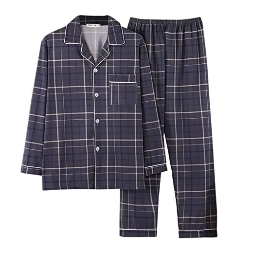 Duohropke Ensemble pyjama long pour homme - 2 pièces - Manches longues - Chemise - Pantalon de pyjama - Ensemble de pyjama, gris foncé, XL