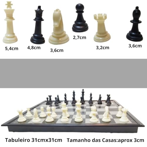 Tabuleiro Xadrez Profissional Grande Dobrável Magnético Imã Jogo Raciocínio Estrategia