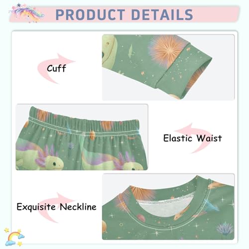 Pajama Sets Long Sleeve Axolotl Space with Planets Soft Comfy Sleepwear 2 Piece PJS 3-8T4