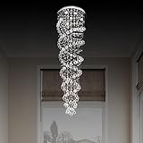 Siljoy Modern Spiral Crystal Chandelier, Raindrop Chandelier Light Fixture for Staircase, Foyer, Din