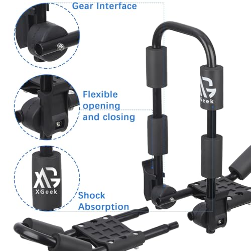XGeek Kayak Roof Rack 4-in-1 Set of 2 for Kayak, Surfboard, Canoe and Ski Board Rooftop Mount Carrier Folding Adjustable Bilateral J-Style Rack on SUV, Car and Truck by XGeek - Image 4