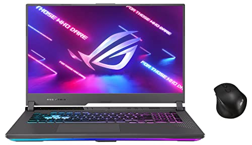 Image of ASUS ROG Strix G17 (2022), 17.3-inch (43.94 cms) FHD 144Hz, AMD Ryzen 7-6800H, RTX 3050 4GB Graphics, Gaming Laptop, G713RC-HX020W MW203 Wireless Silent Mouse (Black)