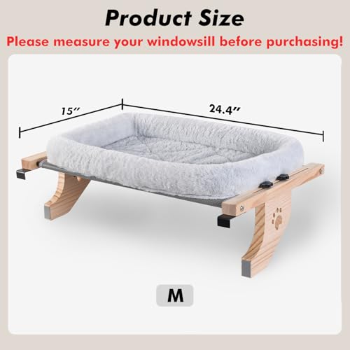 image for AMOSIJOY Cat Sill Window Perch Sturdy Hammock Window Seat with Cushion