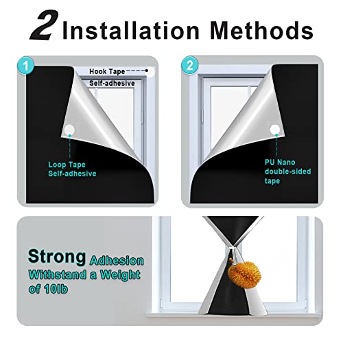 Black Out Blinds For Window 100% Blackout Portable 118" X 57" Blackout Fabric Temporary Blackout Shades For Windows Travel Blackout Curtains Sun Blocking Shades For Baby Nursery Bedroom Office Home #TOP5