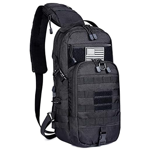 G4Free EDC Bag Tactical Sling Bag Backpack Molle Chest Shoulder Assault Pack Rectangular Outdoor Daypack(Black)