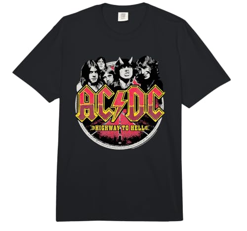 Image of Official AC/DC Highway to Hell Red Logo Comfort Colors Adult Heavyweight T-Shirt