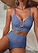 Herseas Women's Textured Bikini Set V Neck High Cut Swimwear Ribbed Sexy 2026 Beach Vacation Essentials Clothes Push Up Swim Suits Casual Vacation Outfits Sky Blue Medium