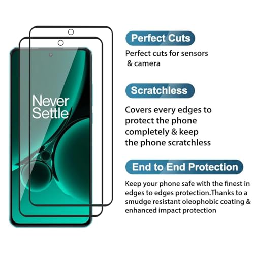 Image of Tempered Glass Screen Protector Compatible with OnePlus Nord CE3 (6.7 Inch), 9H Hardness HD Clear Anti Scratch Bubble Free Easy Installation, Pack of 2