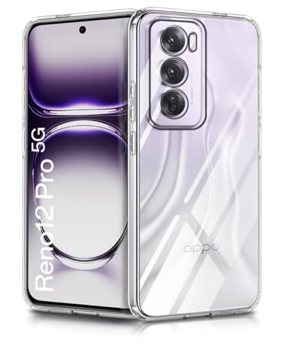 Image of WOW IMAGINE Crystal Clear Transparent Back Case Cover for Oppo Reno 12 Pro 5G | Full Device & Camera Protection Shockproof TPU Silicone Back Cover Case - Transparent