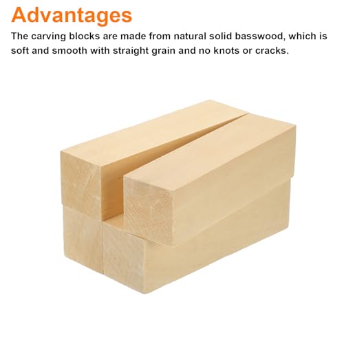 QUARKZMAN 4 Stücke Basswood Schnitzblock, 1,6x1,6x6 Quadratische Holzdübel Blöcke Holzstücke für DIY, Kunstdekoration, Handwerk Schnitzen, Handgeschnitzt
