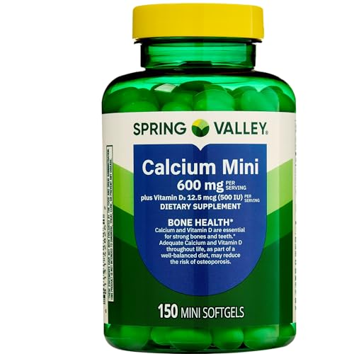 Spring Valley Calcium Mini 600 mg Plus Vitamin D3, 150 Count, Dietary Supplement, Small Calcium Pills Bundle with Luall\'s 45 Diabetes Decoded