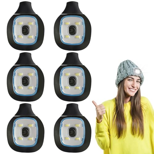 6 luces LED de repuesto para gorro, luces LED de repuesto para gorro con luz, lámpara de luz impermeable, lámpara de repuesto recargable USB adecuada para gorro, diadema con luz, gorro LED, luz blanca