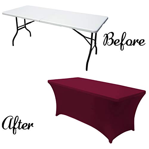 Abccanopy Spandex Tablecloths For 4 Ft Home Rectangular Table Fitted Stretch Table Cover Polyester Tablecover Lash Bed Cover Table Toppers Massage Table Cover, Burgundy #TOP3