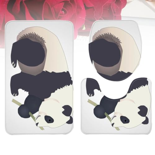 Alfombrillas de baño SHINEOFI con tapa de inodoro de panda 7