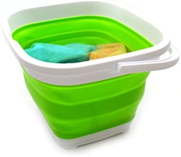 SAMMART 11L Collapsible Rectangular Handy Basket/Bucket (Green)