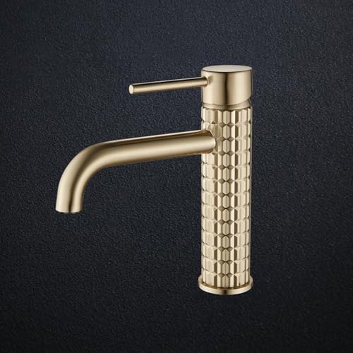 Robinet de lavabo en laiton haut HLTYGWX avec mitigeur monotrou chaud froid pour salle de bains