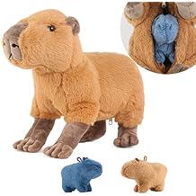 Capybara Plush with 2 Small Capybara Stuffed Animals, 3Piece Soft Capybara Stuffed Animals Zippers Playset, Capybara Mom with Babies, Unique Plushie Toys Model Dolls Collection for Kids