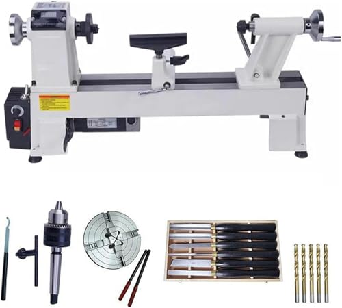 Image of AFLEPCBRQ 900 W, 17.7 X 12 Inch Woodworking Lathe, Equipped With 6 Hard Alloy Turning Tools And 6-Inch Connecting Spindle, With A Speed Of 300 To 1300 Rpm/700 To 3800 Rpm