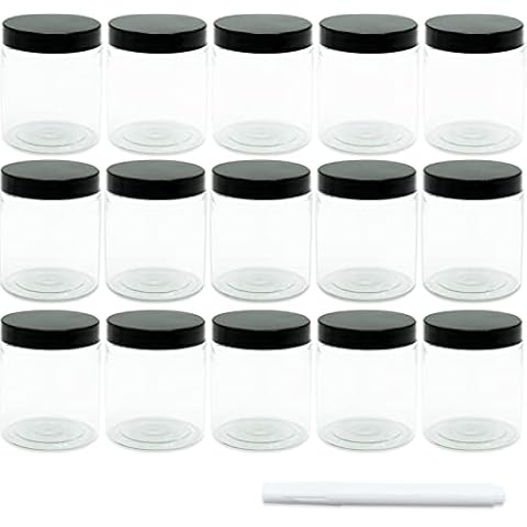 SZXMDKH 15 Pack Clear Plastic Storage Jars Cover