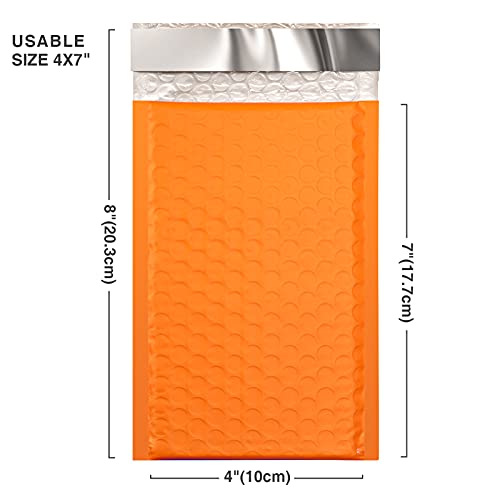 Image of Metronic Bubble Mailers 4x8 Inch 800 Pack Orange Bubble Envelopes | Usable Size 4x7 inch Waterproof Padded Mailing Envelopes for Shipping Jewelry Makeups