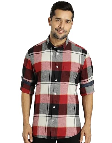 Image of Indian Terrain Men's Checkered Slim Fit Shirt
