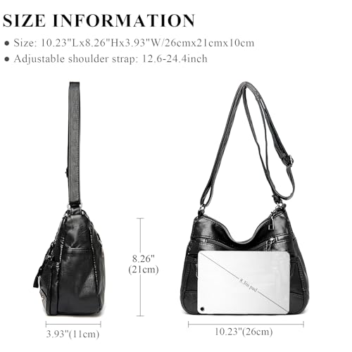Image of WITERY Crossboby Bag for Women - Soft PU Leather Multi-Pocket Shoulder Bag Handbag with Adjustable Strap