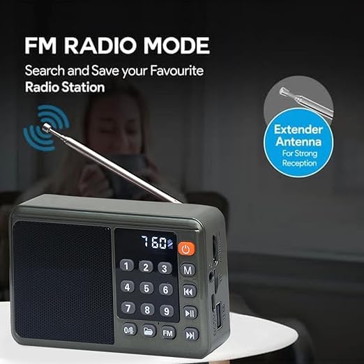 Image of Portable Digital Radio Speaker with LED Display, High-Gain FM Antenna, Numeric Keypad Control FM Antenna | Numeric Keypad | Lightweight (BT-662-GREEN)