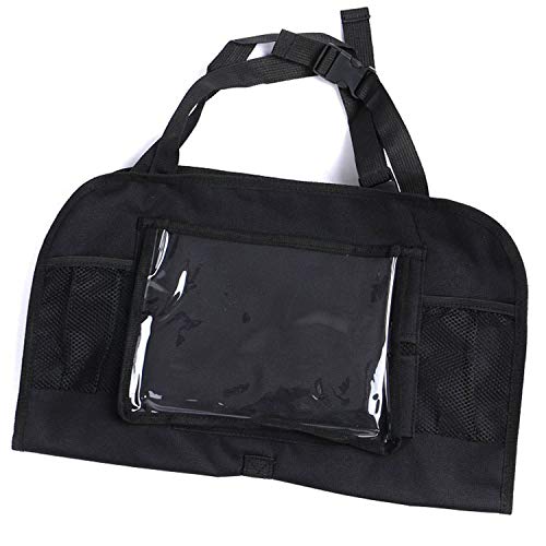 Image of Car Organizer Back Seat Travel Storage with Cup Holders & Tablet Pouch Kick Mats