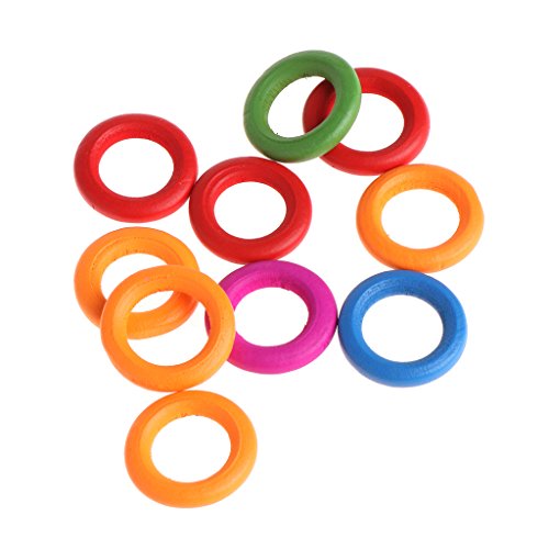 10-Pack Wooden Rings Colorful Wood Circles for Crafts DIY Bird Parrot Toy