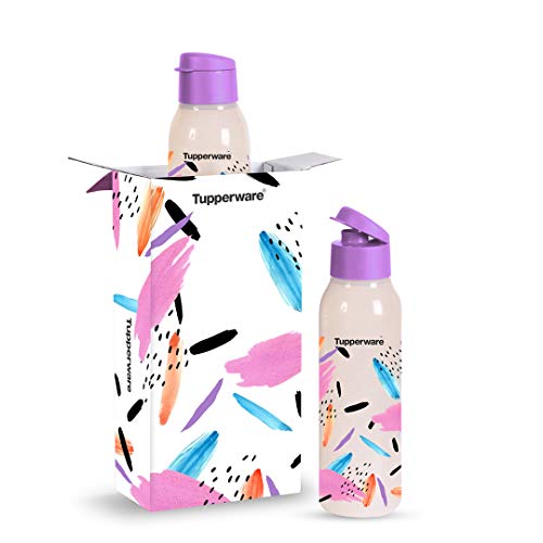 Tupperware 11156384 Plastic Fliptop Bottle (750ml, 2 Pc) Multicolour