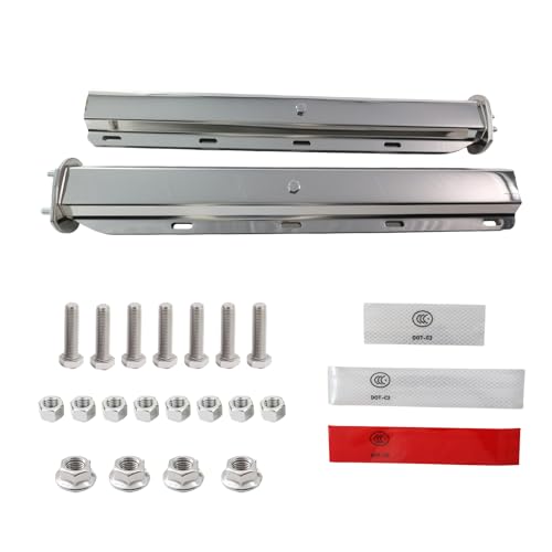 Image of Straight Spring Loaded Mud Flap Hanger Bracket Set 1-1 /8 inch Bolt Spacing 29.92 inch Length Fit with Aluminum Reflective Tapes for Semi Trucks, 2 Pcs