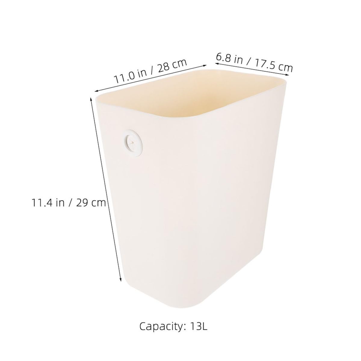 BETOOKY 13l Milk White Trash Can Garbage Container for Home Kitchen Bathroom Bedroom Narrow Wastebasket Without Press Ring