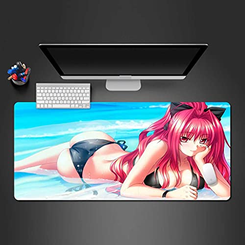 Mouse pad gamer XXL 800x300 mm avec surface caoutchouc anti-glissant et tapis de souris 3D