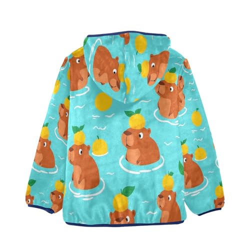 Cute Bears with Oranges Toddler Fleece Jacket Girl Boys Hooded Fleece Jacket Coat Warm Outwear Zip-up 3-10T2