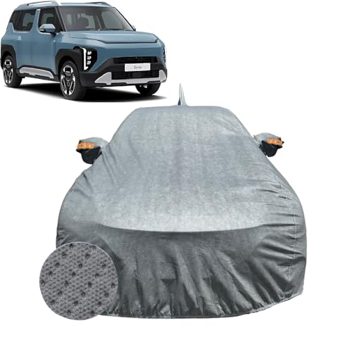 Image of Car Cover Compatible for Kia Syros (2025-2026) | 100% Waterproof Cover with Antenna & Reflective Mirror Pockets | Dustproof, Scratchproof, Heatproof Syros Car Cover|Soft Cotton Lining| Grey