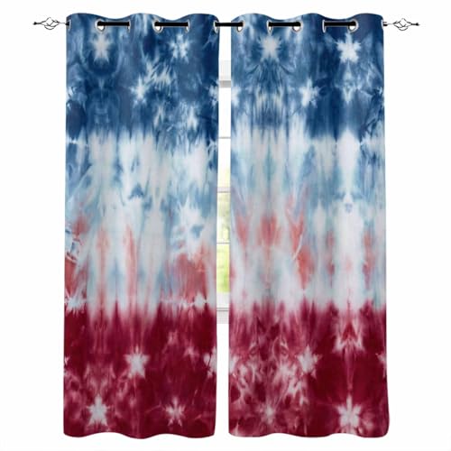 Blue White Red Blackout Curtains for Bedroom Living Room Darkening