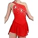 JRUIA Girls' Figure Skating Competition Dress Women's Sleeveless Rhythmic Gymnastics Leotards Ice Roller Skating Costume,Red,XXXL