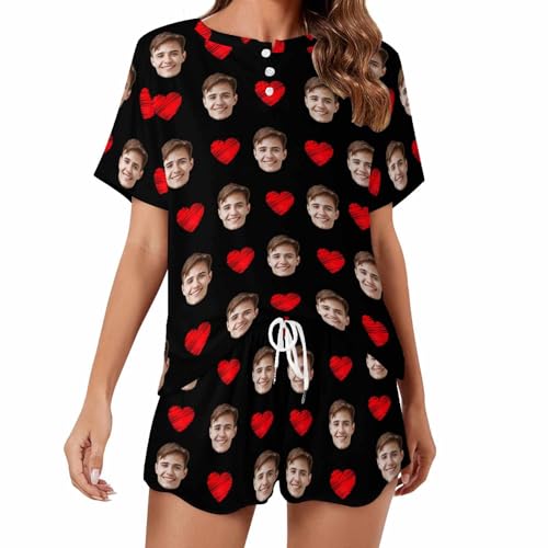 M YESCUSTOM Custom Personalized Funny Pajamas Set with Face for Women Men Customized Photo Sleepwear Loungwear PJ Sets2