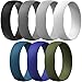 ThunderFit Silicone Rings, 7 Pack Wedding Bands for Men & Women (Dark Grey, Light Grey, White, Black, Dark Teal, Dark Blue, Dark Olive Green, 9.5-10 (19.8mm))