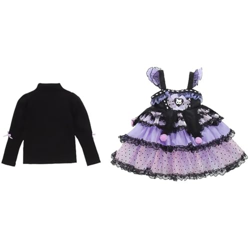 Puffy Tutu Lace Black Purple Dress and Shirt for Little Girls Halloween Homecoming Party Special Occasion