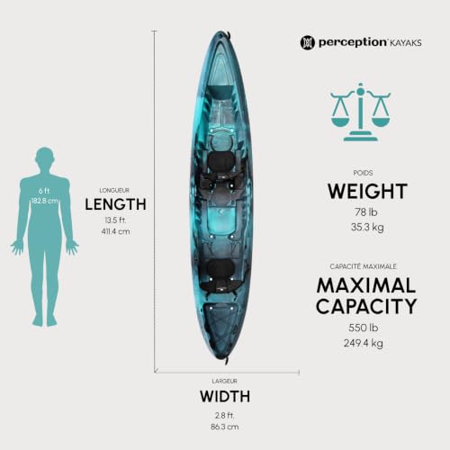 Image of Perception Rambler | Sit on Top Tandem Kayak | Recreational Kayak for Two | Storage with Tie Downs