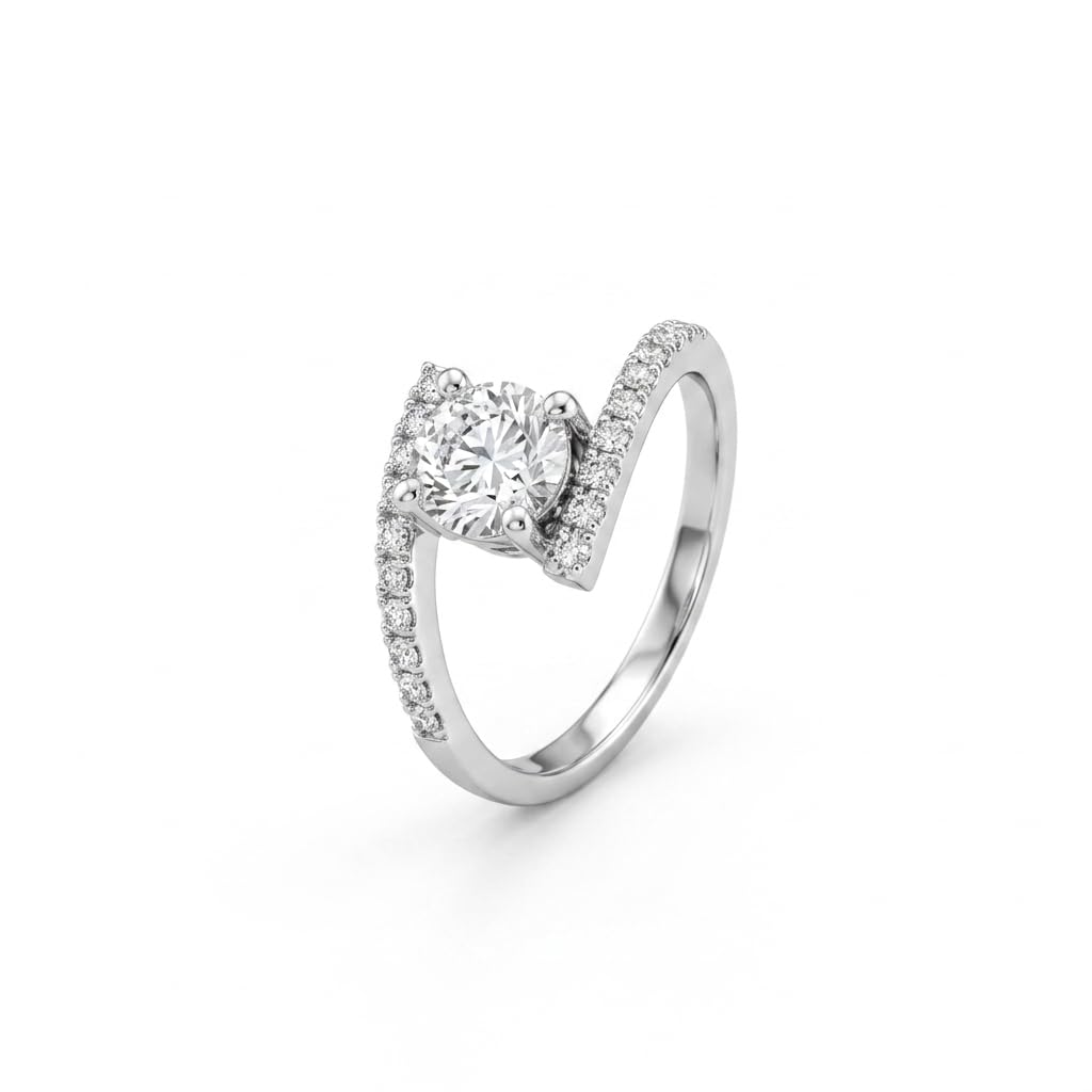 Silver-Tone American Diamond V-Shaped Statement Ring with CZ Stones | Elegant Open Crystal Ring for Women & Girls-image-47