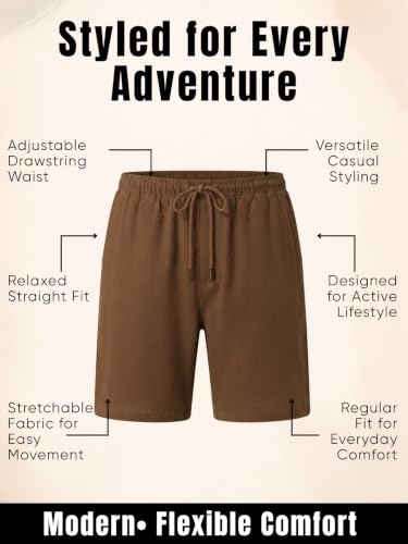 Image of GRECIILOOKS Linen Short For Men| Linen Shorts For Men Stylish |Men's Casual Summer Shorts - Lightweight Drawstring Lounge Short with Pockets, Breathable Relaxed Fit Athletic Sweat Short's