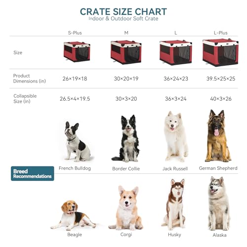 Petsfit Hundebox faltbar, Hundebox für zuhause Verstellbarer Stoffbezug mit Spiraleisenrohr, Hundetransportbox Auto Stoff für große mittlere kleine Hunde,Leicht zu Verstauen