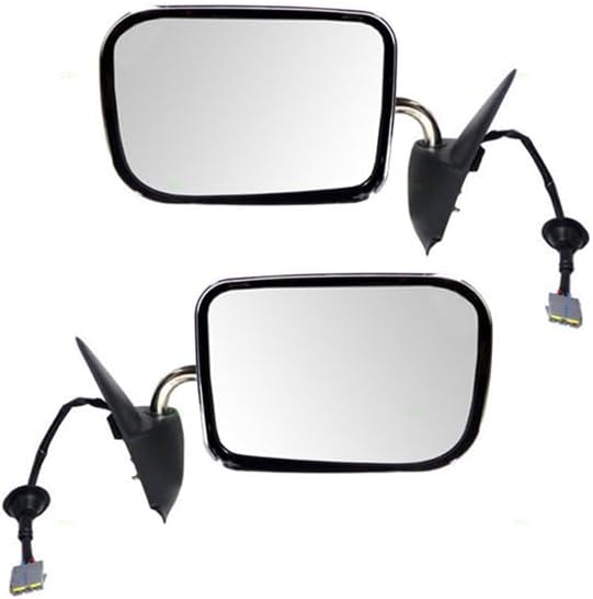 Replacement Set Driver and Passenger Power Side View Mirrors with Chrome Covers Compatible with 1994-1997 Ram Pickup Truck 55076613 55076612