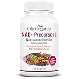 Ola Organic NAD+ Supplement – Nicotinamide Riboside with Resveratrol, Turmeric, Quercetin, Rhodiola, Milk Thistle & Black Pepper – Supports Cellular Energy, Brain Function & Healthy Aging – 60 Cap