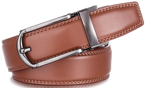 Marino's Mens Genuine Leather Ratchet Dress Belt With Open Linxx Buckle - Ballast - Light Umber - Adjustable From 28" To 44" Waist #TOP1