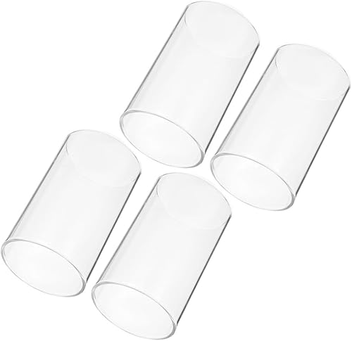 IMIKEYA 4 unids cubierta de vidrio cilíndrica chimenea vela titular de vela de vidrio cilindro de vidrio 3 vela sin fondo cubierta de tubo de